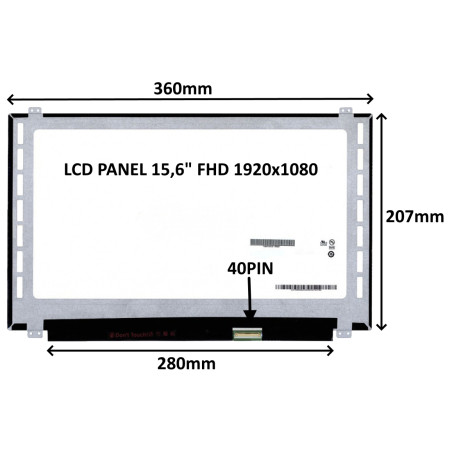 LCD PANEL 15,6'' FHD 1920x1080 40PIN MATNÝ / ÚCHYTY NAHORE A DOLE