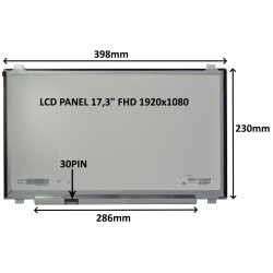 LCD PANEL 17,3'' FHD 1920x1080 30PIN MATNÝ IPS / ÚCHYTY NAHORE A DOLE