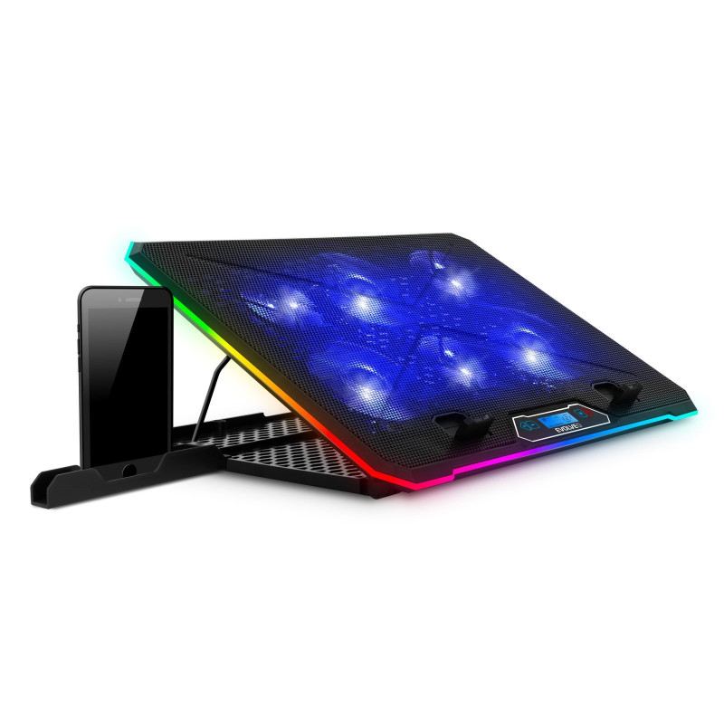 EVOLVEO Ania 9, chladiaca podložka pod notebook, 6x ventilátor, RGB obvodové podsvietenie