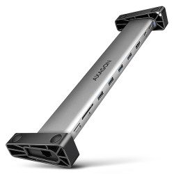 AXAGON HMC-10HLS, USB 5Gbps hub, 4x USB-A, HDMI 4k/60Hz, RJ-45 GLAN, SD/mSD, PD 100W, kábel 25cm