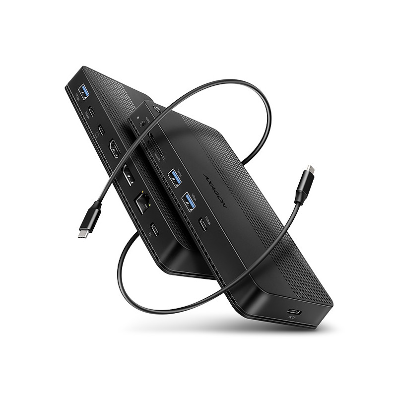 AXAGON HMC-U4, USB4 40Gbps dock, 3x USB-A, 2x USB-C, HDMI & DP 8K/30Hz, RJ-45, SD/mSD, audio, PD100W