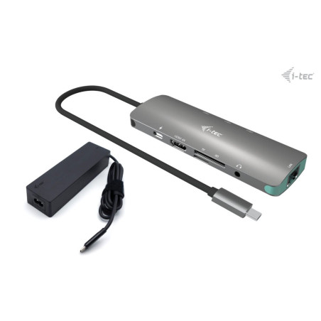 i-tec USB-C Metal Nano Docking Station 4K HDMI LAN, Power Delivery 100 W + Charger 100 W (bundle)
