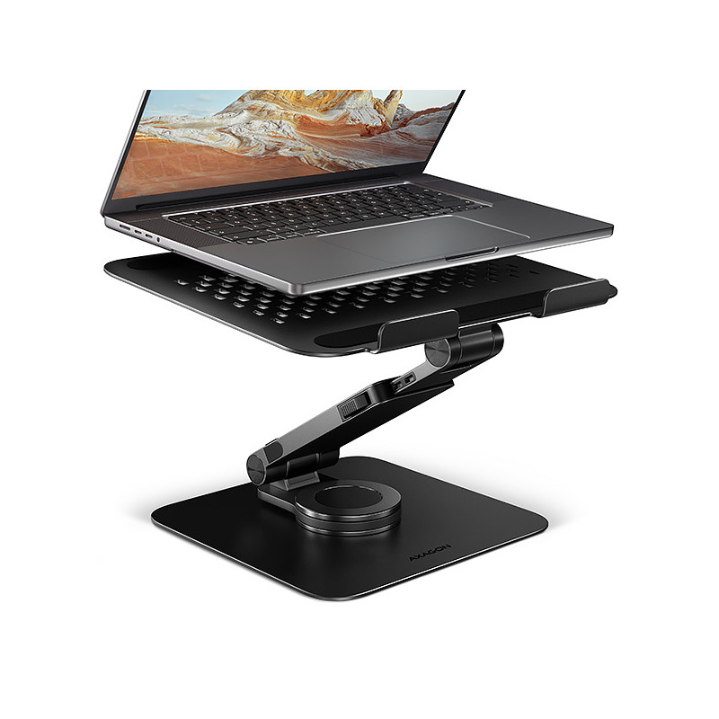 AXAGON STND-LRB hliníkový stojan na notebook 10''-17.3'' nastaviteľná výška a uhol, otočný, černý
