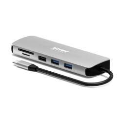 PORT CONNECT USB-C 1× 4K dokovacia stanica, 9v1, hliníková konštrukcia, 85W PD, striebra