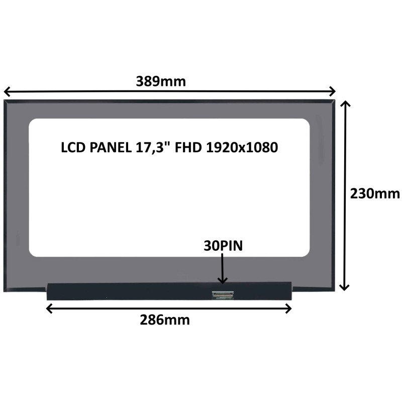 LCD PANEL 17,3'' FHD 1920x1080 30PIN MATNÝ IPS / BEZ ÚCHYTOV