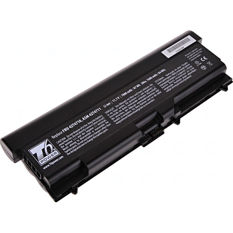 Batérie T6 Power pre Lenovo ThinkPad T410, T420, T510, T520, L410, L420, L510, 7800mAh, 87Wh, 9cell
