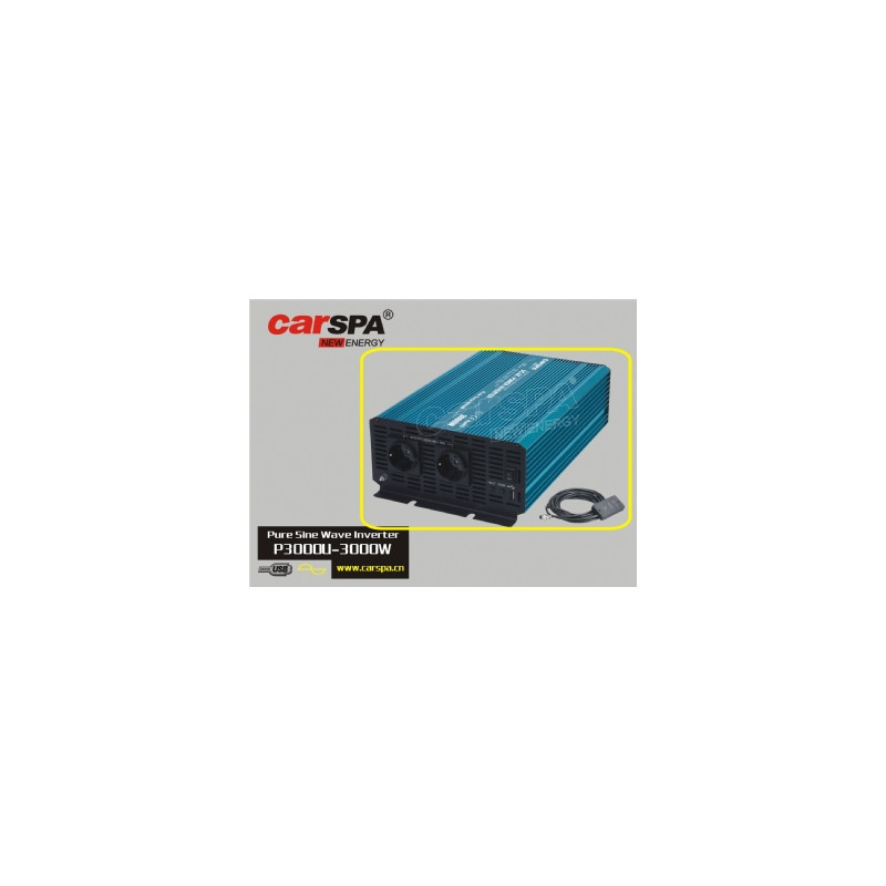 Menič napätia Carspa P3000U-12 12V/230V+USB 3000W, čistá sínusovka