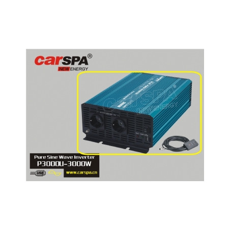 Menič napätia Carspa P3000U-24 24V/230V+USB 3000W, čistá sínusovka