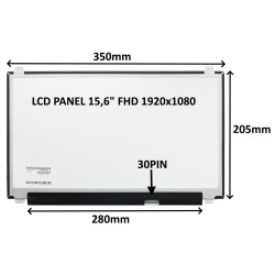 LCD PANEL 15,6'' FHD 1920x1080 30PIN MATNÝ IPS / ÚCHYTY NAHORE A DOLE