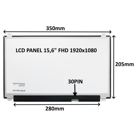 LCD PANEL 15,6'' FHD 1920x1080 30PIN MATNÝ IPS / ÚCHYTY NAHORE A DOLE