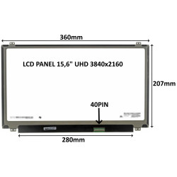 LCD PANEL 15,6'' UHD 3840x2160 40PIN MATNÝ IPS / ÚCHYTY NAHORE A DOLE