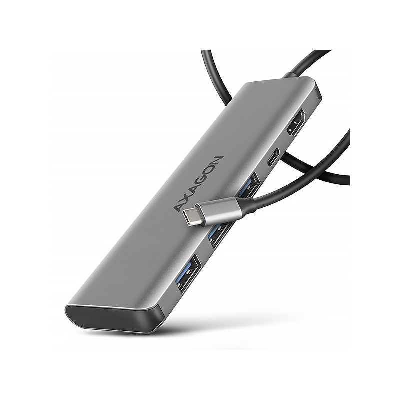 AXAGON HMC-5H, USB 5Gbps hub, 3x USB-A, HDMI 4k/30Hz, PD 100W, kábel USB-C 100cm