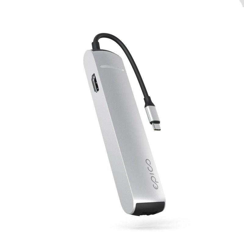 Epico 6v1 Slim Hub 8K s USB-C konektorom - strieborná