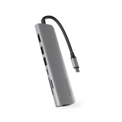 Epico 7v1 Multimedi Hub 8K s USB-C konekt. - šedá