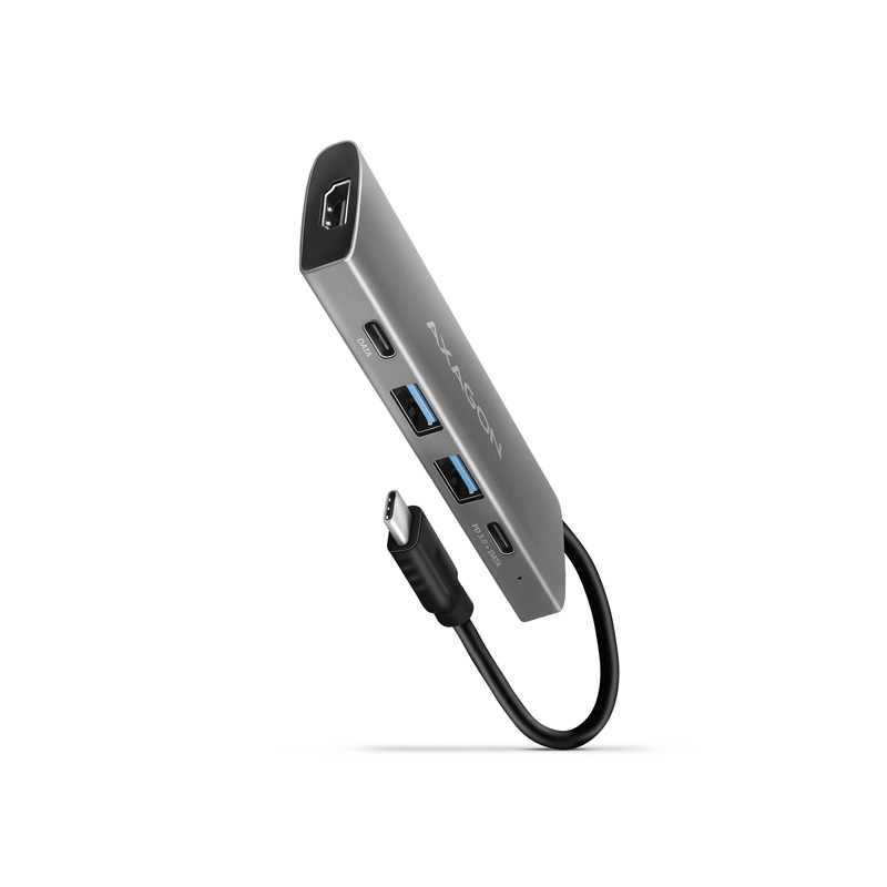 AXAGON HMC-5G21, USB 10Gb/s hub, porty 2x USB-A, 2x USB-C, HDMI 4k/30, PD 60W, kábel USB-C 13cm