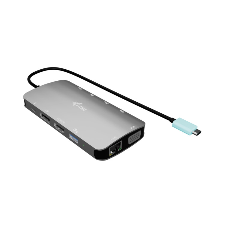 i-tec USB-C Metal Nano 3x Display (DP, HDMI a VGA) Docking Station, Power Delivery 100W