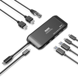 PORT CONNECT Cestovná dokovacia stanica USB-C, 2×4K, 7portov, PD100W