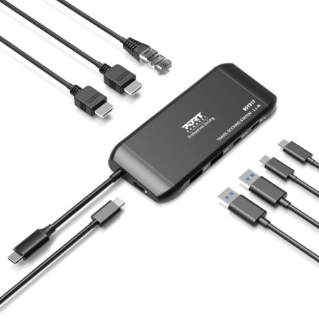 PORT CONNECT Cestovná dokovacia stanica USB-C, 2×4K, 7portov, PD100W