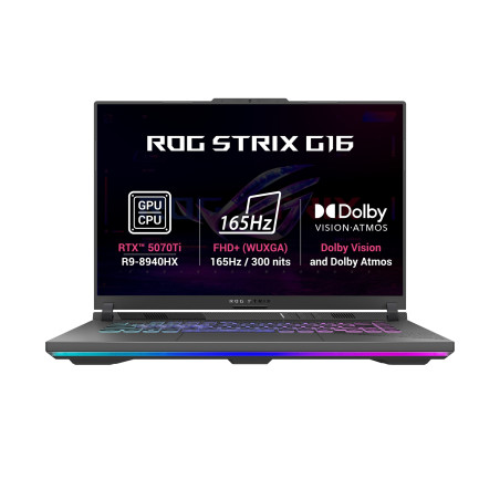 ASUS ROG Strix G16/G614PR-RV162Z/R9-8940HX/16''/WUXGA/32GB/1TB/RTX 5070Ti/bez OS/Gray/2R