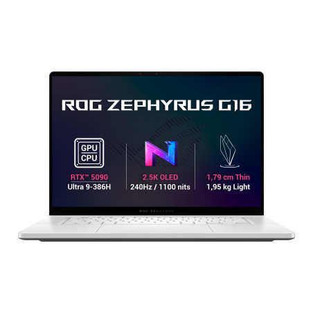 ASUS ROG Zephyrus G16/GU606AX-TB081WZ/U9-386H/16''/2560x1600/64GB/1TB/RTX 5090/W11H/White/2R