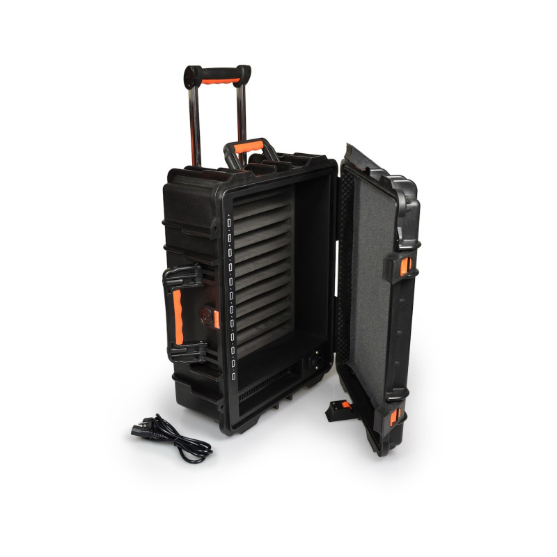 PORT CONNECT Rolling charging cabinet, nabíjací prepravný kufor na kolesách pre 12 zariadení, čierny