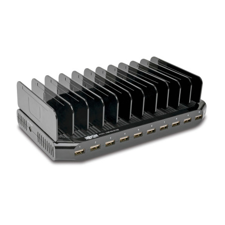 USB nabíjacia stanica s úložným priestorom, výstup 10x 12V, 8A, 96W, napájací kábel Schuko