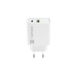 Univerzálna nabíjačka Natec RIBERA 20W 1X USB-A + 1X USB-C, biela