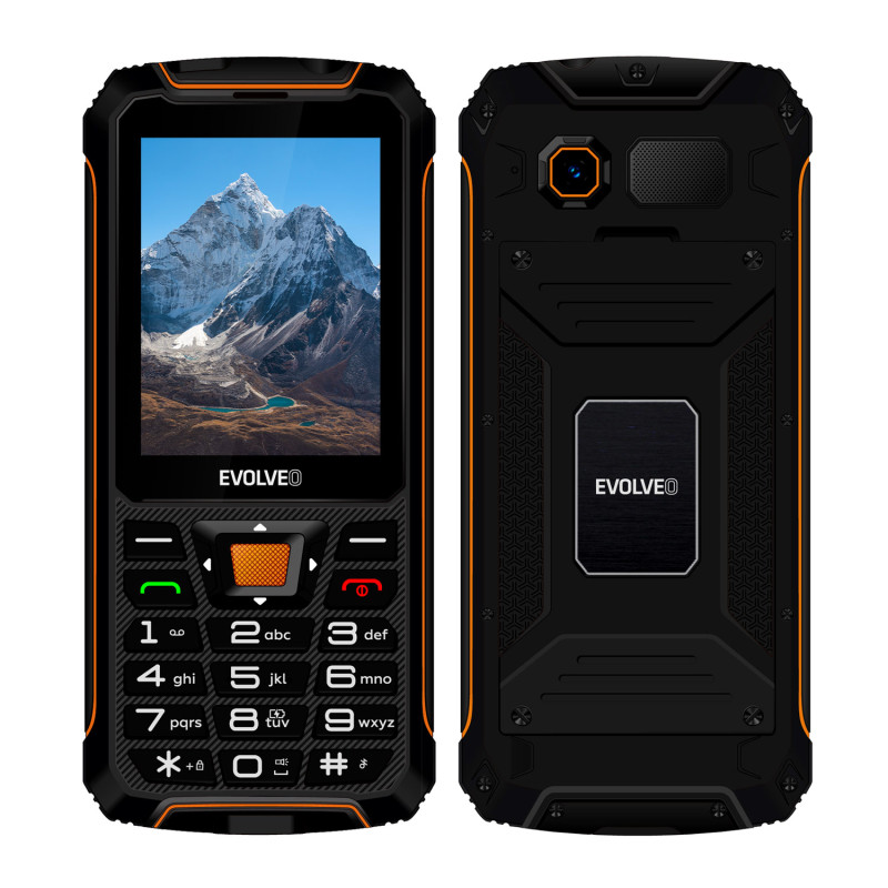 EVOLVEO StrongPhone Z6, IP68 odolný Dual SIM telefón, 2,8'' LCD, 4000mAh, Powerbanka, černo-oranžový