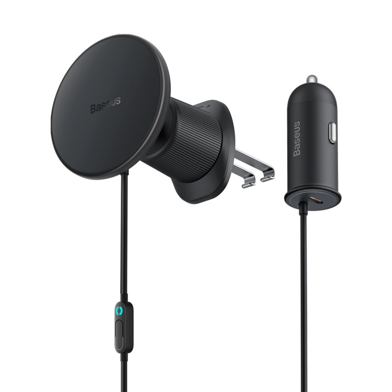 Baseus Magnetický držiak do ventilačnej mriežky s nabíjačkou USB-C 15W+25W černý