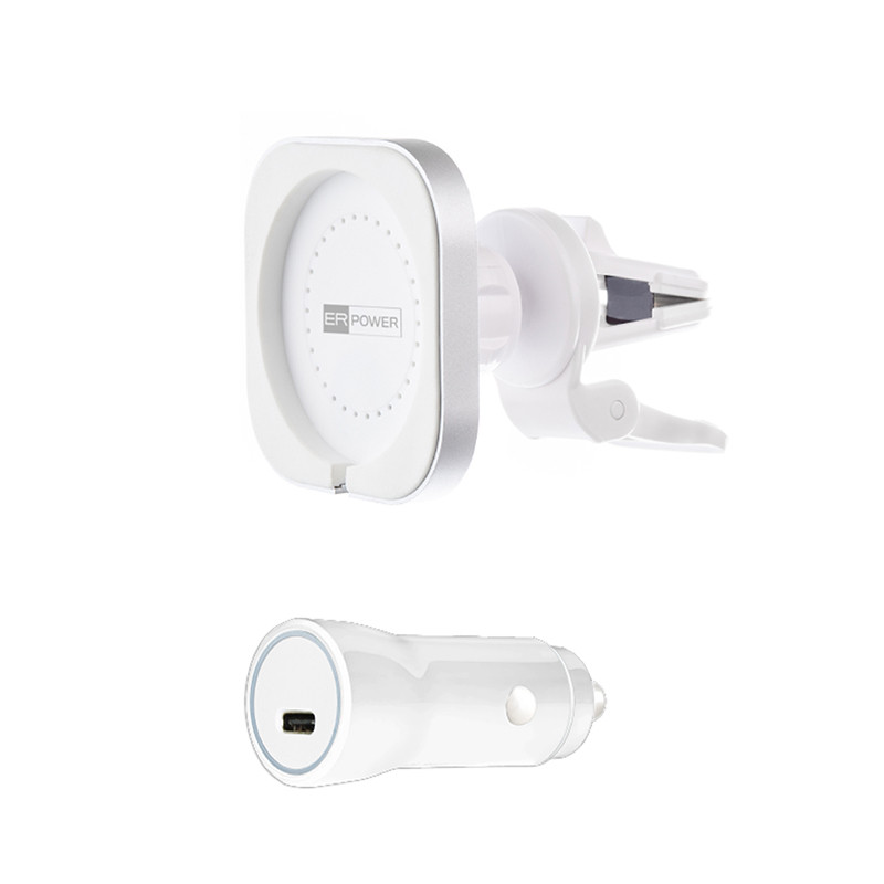 ER POWER CAR VENT MOUNT držiak pre MagSafe nabíjačku + 20W autonabíjačka - biela