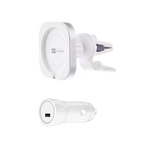 ER POWER CAR VENT MOUNT držiak pre MagSafe nabíjačku + 20W autonabíjačka - biela