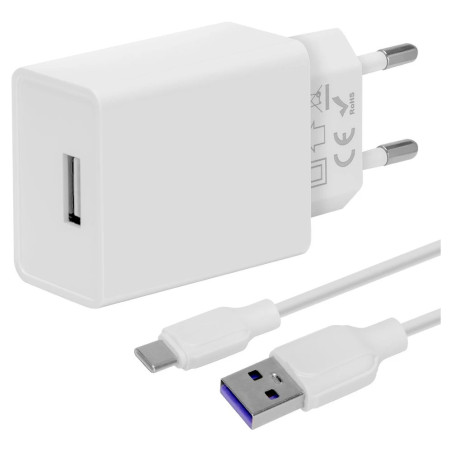 OBAL:ME Cestovná Nabíjačka USB-A 10W + USB-A/USB-C Kabel 1m White