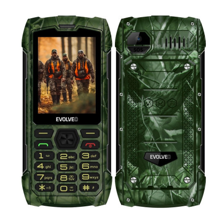 EVOLVEO StrongPhone H1, IP68 odolný Dual SIM telefón, 2,8'' LCD, 5000mAh, Powerbanka, lovec. kamufláž