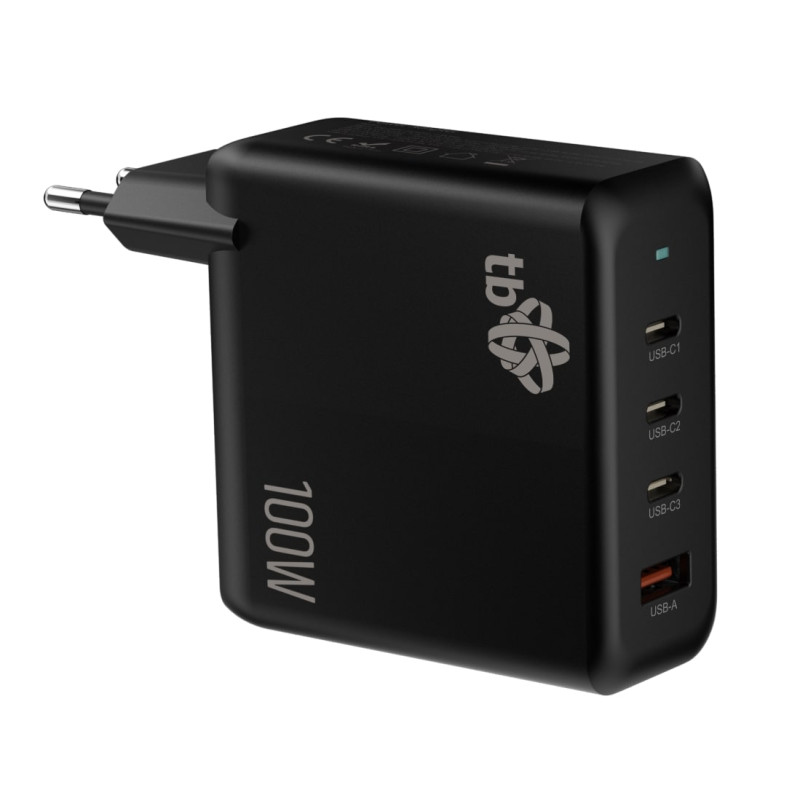 TB 3x USB-C + 1x USB-A nabíjačka, GaN, 100W, čierna