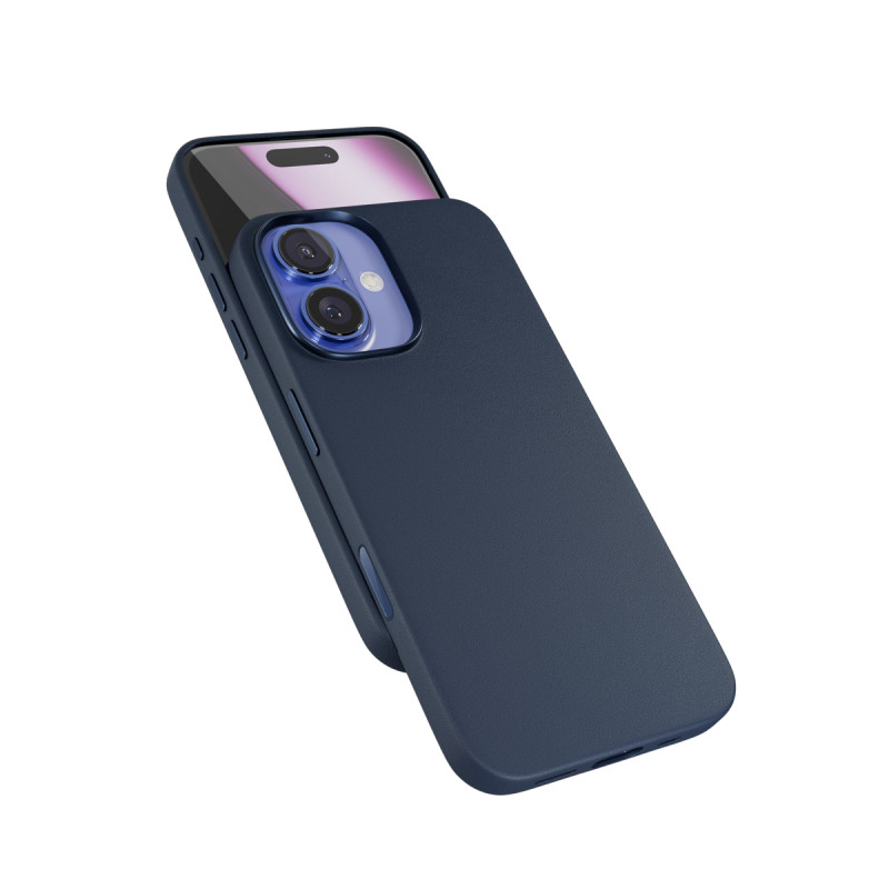 Epico Mag+ kožený kryt iPhone 16 - modrá