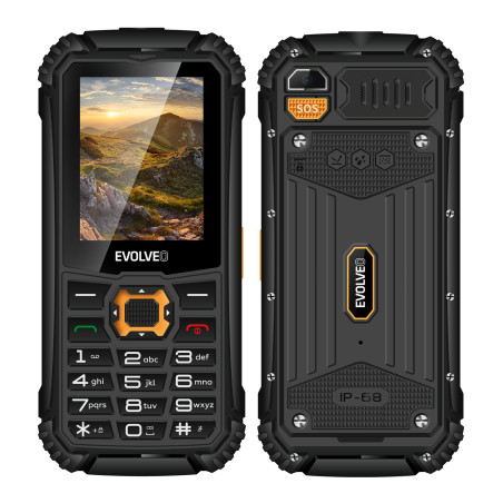 EVOLVEO StrongPhone Q1, IP68 odolný Dual SIM telefón, 2,4'' LCD, 1800mAh, černo-oranžový