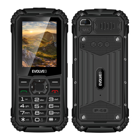 EVOLVEO StrongPhone Q1, IP68 odolný Dual SIM telefón, 2,4'' LCD, 1800mAh, čierny