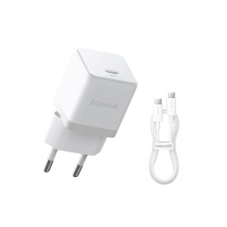 Baseus Palm Fast Nabíjačka USB-C 20W + Dátový Kabel USB-C/USB-C 1m White