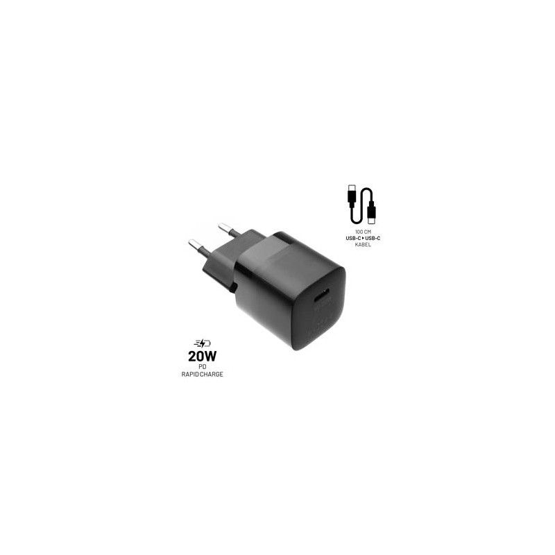 FIXED nabíjačka, USB-C, USB-C/USB-C kábel, 1m, 20W