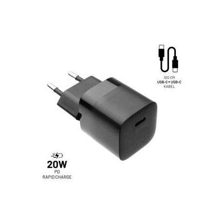 FIXED nabíjačka, USB-C, USB-C/USB-C kábel, 1m, 20W