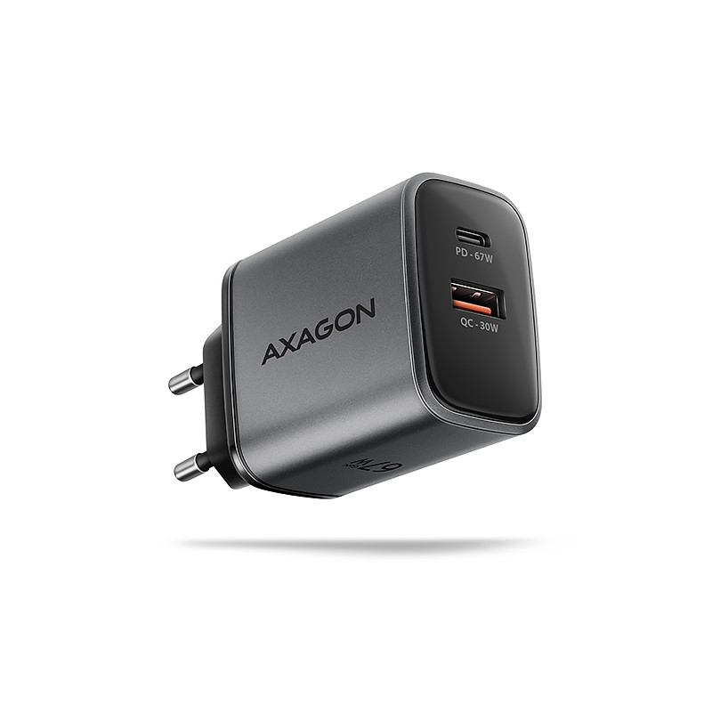 AXAGON ACU-PQ67 GaN nabíjačka do siete 67W, USB-A + USB-C, PD3.0/PPS/QC4+/SFC2.0/Apple