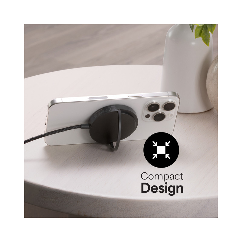 Qi2 magnetický charger s kickstand - black