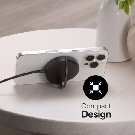 Qi2 magnetický charger s kickstand - black