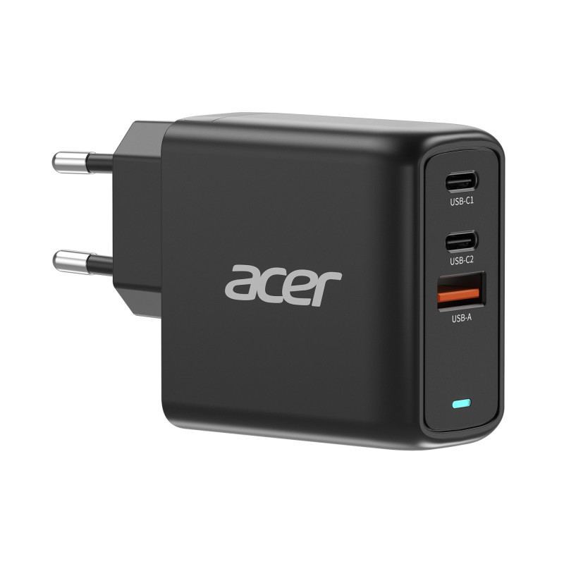 Acer GAN 67W PD charger, 2xUSB-C, 1xUSB-A čierny