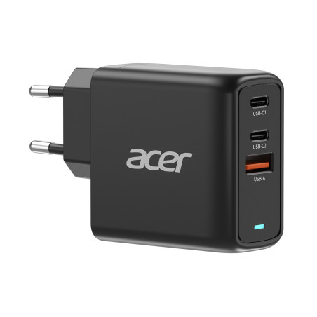 Acer GAN 67W PD charger, 2xUSB-C, 1xUSB-A čierny