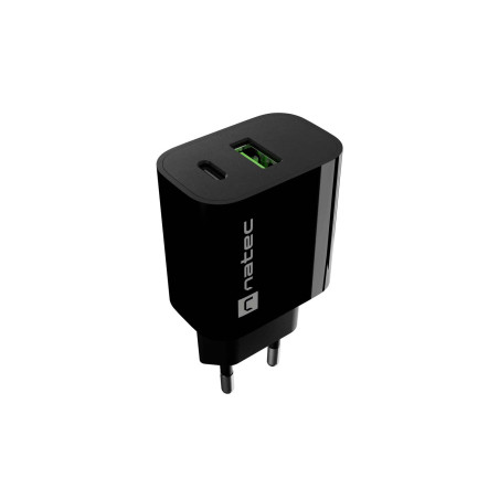 Univerzálna nabíjačka Natec RIBERA 20 W, 1X USB-A + 1X USB-C, čierna