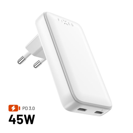 GaN nabíjačka FIXED Slim, 45W, PD2.0, 2xUSB-C