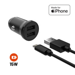 Autonabíjačka FIXED, 2xUSB, USB/Lightning kábel