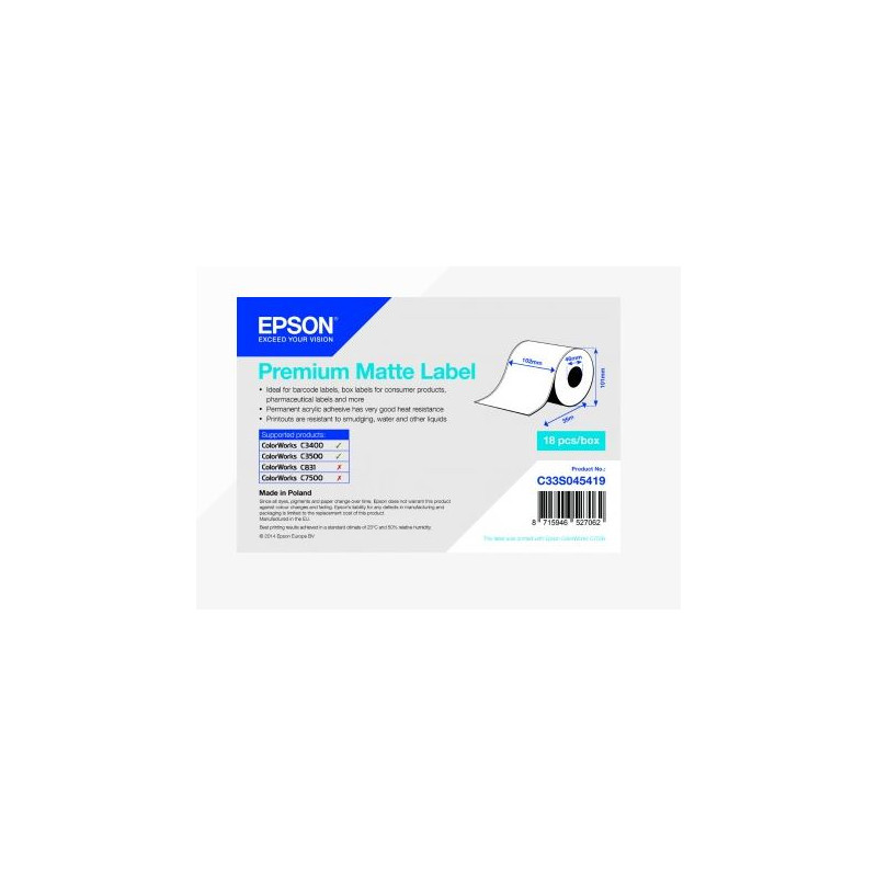 Premium Matte Label Cont.R, 105mm x 35m, MOQ 18ks