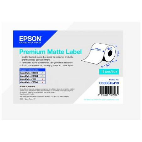 Premium Matte Label Cont.R, 105mm x 35m, MOQ 18ks